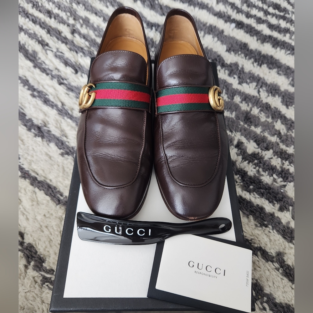 Men's leather Gucci loafers in brown, size 9